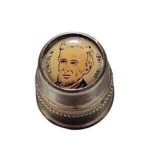 Ultra Rare Vintage Estate Find Abraham Lincoln Thimble Brass. T-8